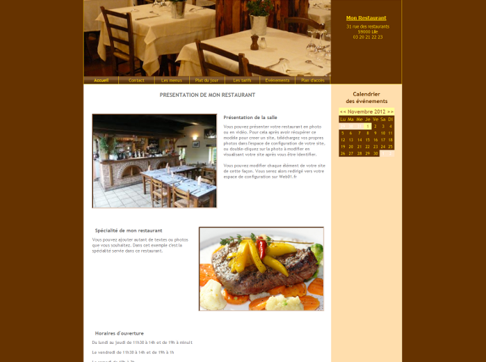 Modèles de sites pour restaurant ou pizzera pour créer en ligne un site